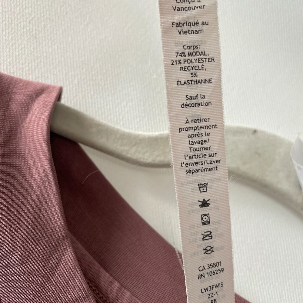 Lululemon Womens Dusty Rose Pink Side Ruched Minimalist Modern Cozy Top Size 8 - Picture 9 of 9